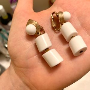 White and Gold Vintage Earrings